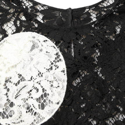 Dolce & Gabbana Black White Floral Lace Short Sleeve Blouse Top