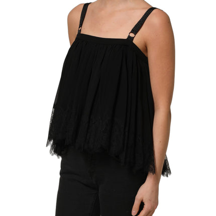 Dolce & Gabbana Black Sleeveless Floral Lace Tank Blouse Top
