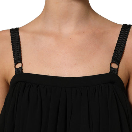 Dolce & Gabbana Black Sleeveless Floral Lace Tank Blouse Top