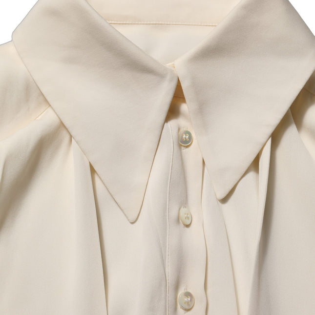 Dolce & Gabbana Off White Ascot Collar Long Sleeves Blouse Top