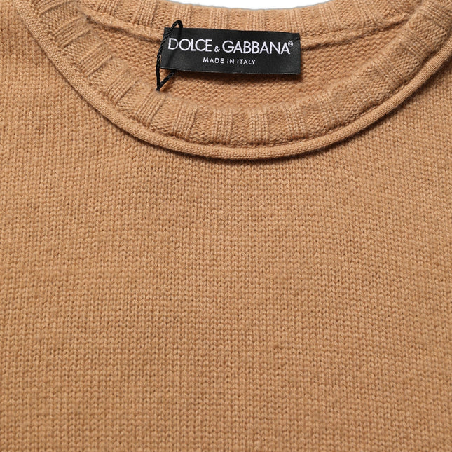 Dolce & Gabbana Brown Wool Short Sleeves Cropped Blouse Top