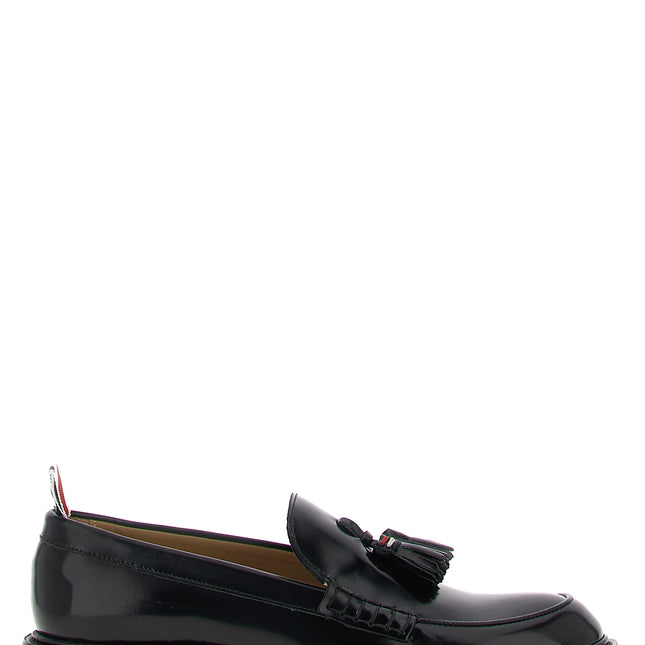 Thom Browne Black Calfskin Slip-On Loafers