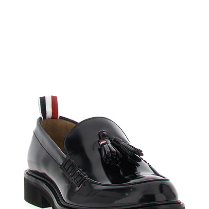 Thom Browne Black Calfskin Slip-On Loafers