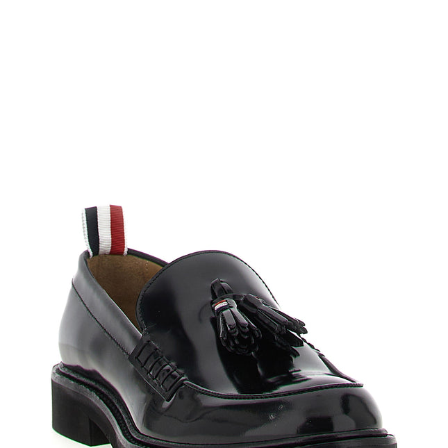 Thom Browne Black Calfskin Slip-On Loafers