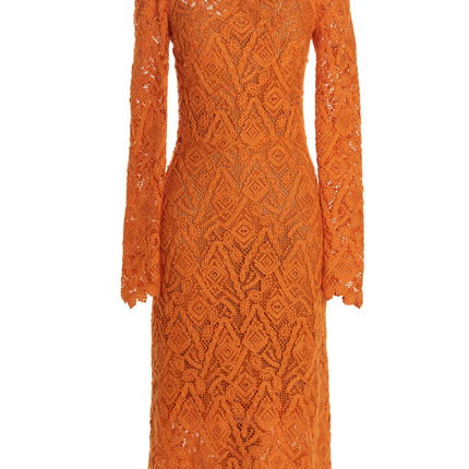 Ermanno Scervino Orange Wool Midi Dress