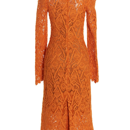 Ermanno Scervino Orange Wool Midi Dress