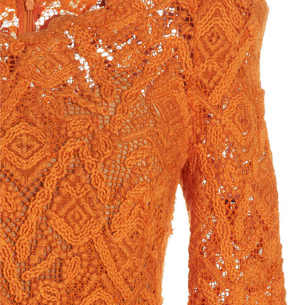 Ermanno Scervino Orange Wool Midi Dress