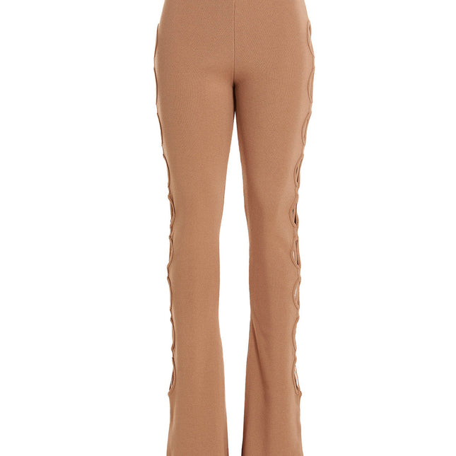 ANDREĀDAMO Beige Viscose Flared Pants