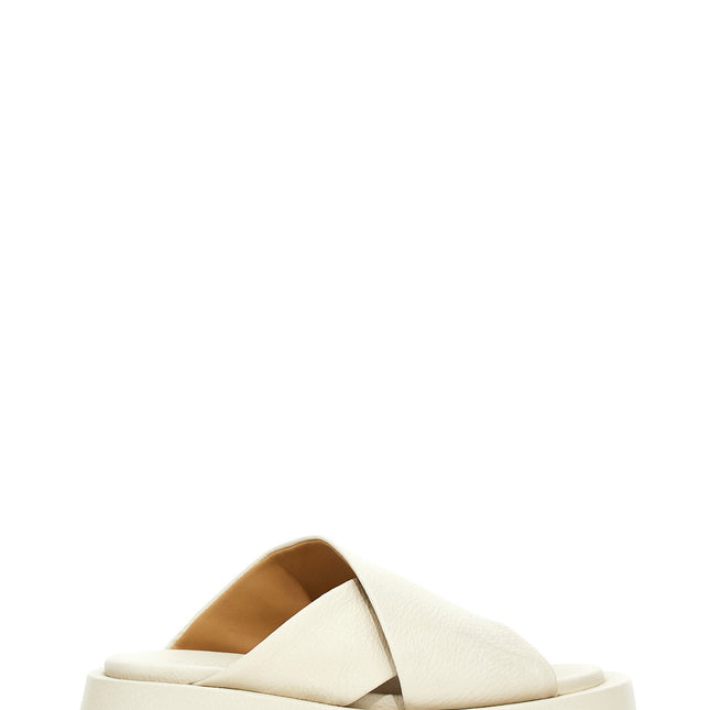 Marsell White Calfskin Slides