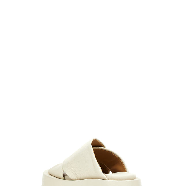 Marsell White Calfskin Slides