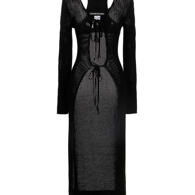 ANDREĀDAMO Black Viscose Cardigan