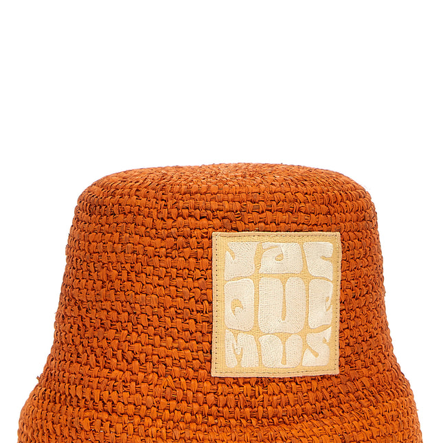 Jacquemus Orange Raffia Bucket Hat