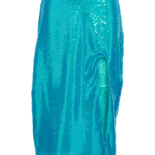 Ganni Blue Recycled Polyester Midi Skirt