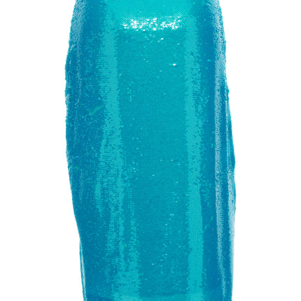 Ganni Blue Recycled Polyester Midi Skirt
