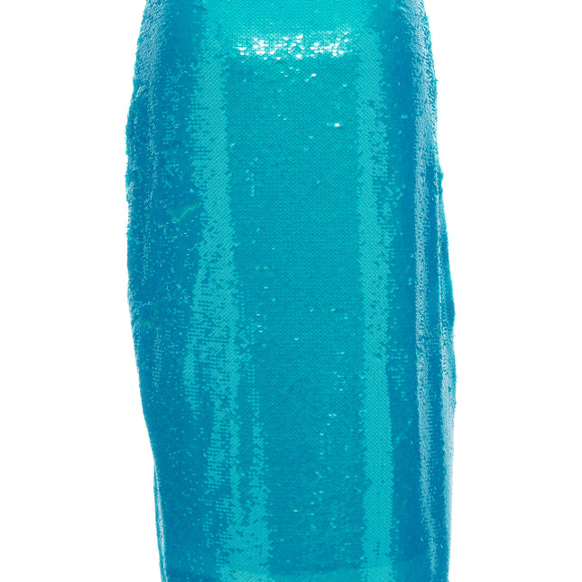 Ganni Blue Recycled Polyester Midi Skirt