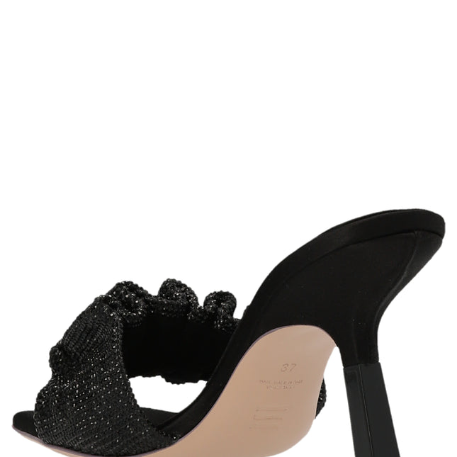 SEBASTIAN Black Goatskin Stiletto Heel Sandals