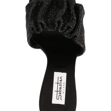 SEBASTIAN Black Goatskin Stiletto Heel Sandals