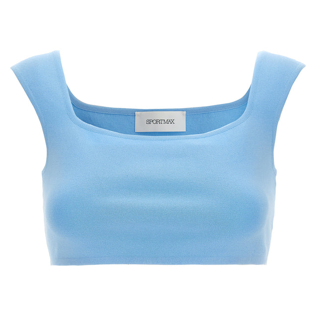 Sportmax Blue Cotton Sleeveles T-Shirt