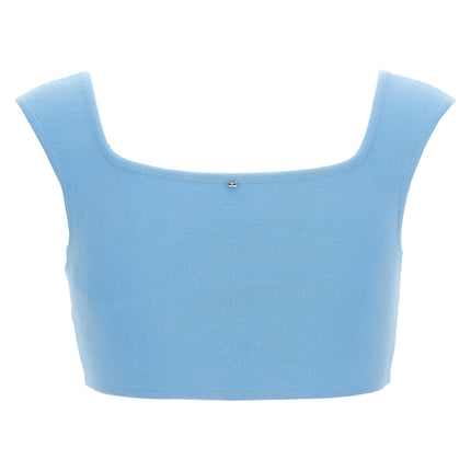 Sportmax Blue Cotton Sleeveles T-Shirt