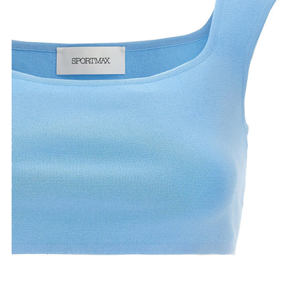 Sportmax Blue Cotton Sleeveles T-Shirt
