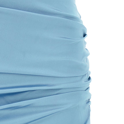 Alessandra Rich Blue Silk Long Skirt