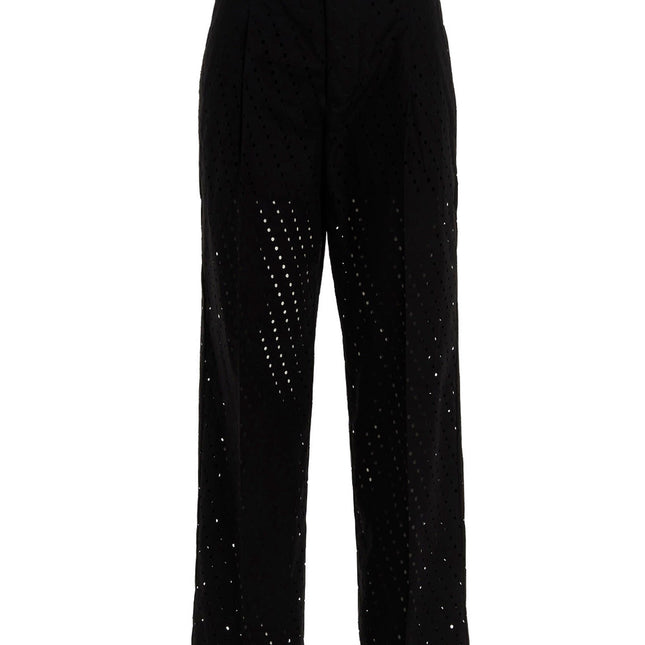 NUDE Black Cotton Casual Pants