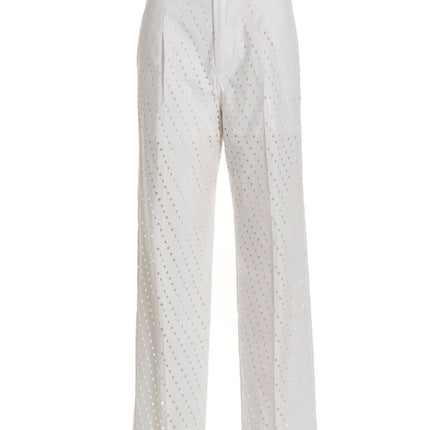 NUDE White Cotton Casual Pants