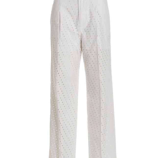 NUDE White Cotton Casual Pants