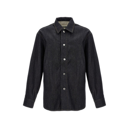 Jil Sander Blue Cotton Blouse