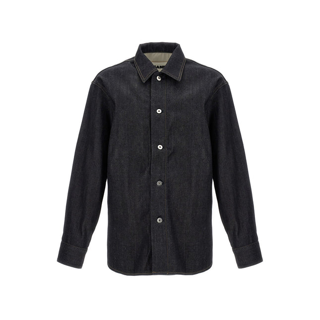 Jil Sander Blue Cotton Blouse
