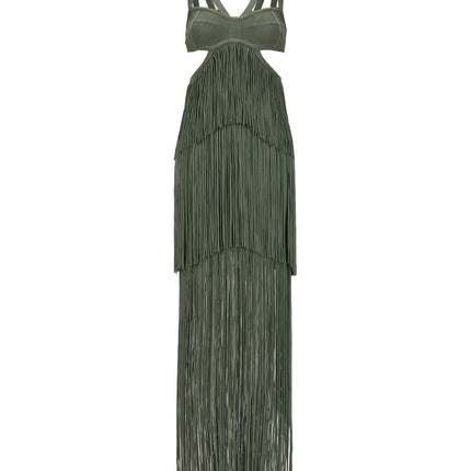 Hervé Léger Bicolor Rayon Long Dress