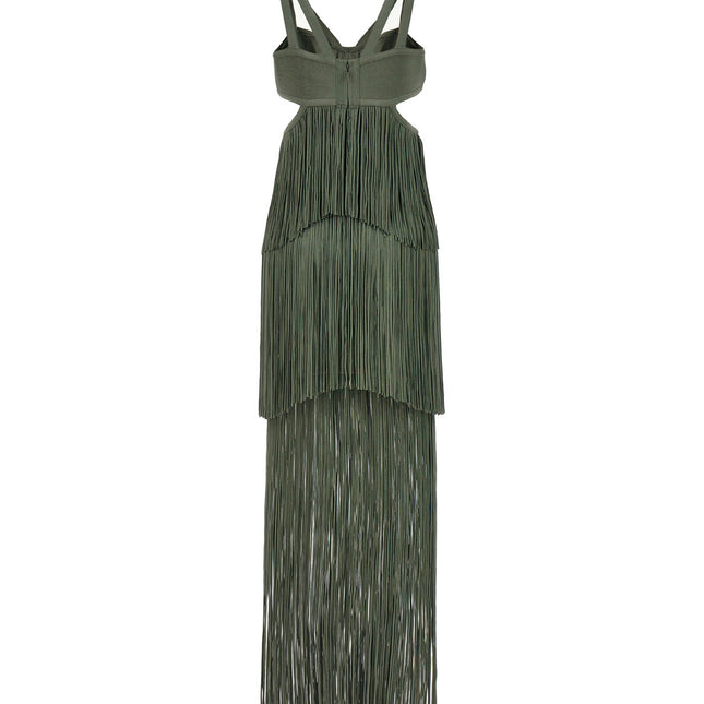 Hervé Léger Bicolor Rayon Long Dress