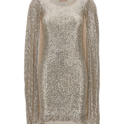 LE TWINS Silver Polyester Short Dress