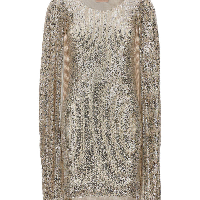 LE TWINS Silver Polyester Short Dress