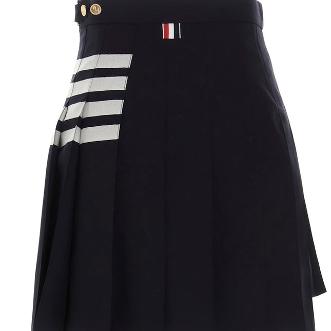 Thom Browne Blue Wool Long Skirt