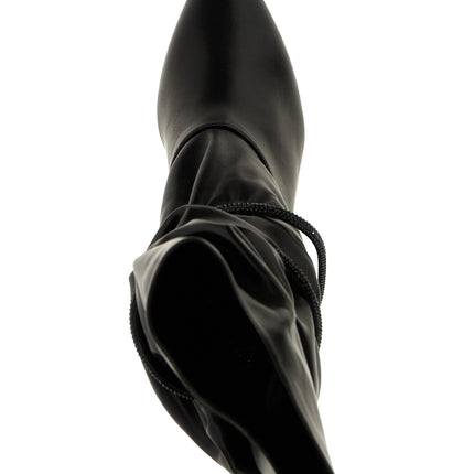 RENE CAOVILLA Black Lamb Leather Ankle Boots