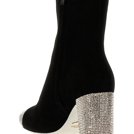 RENE CAOVILLA Black Leather Ankle Boots