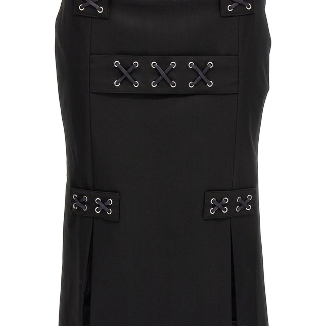 Alessandra Rich Black Wool Midi Skirt