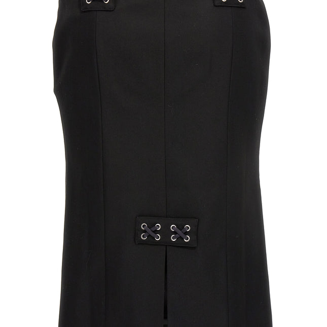 Alessandra Rich Black Wool Midi Skirt