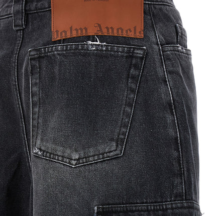 Palm Angels Gray Cotton Cargo Shorts