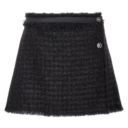 Versace Black Virgin Wool Long Skirt