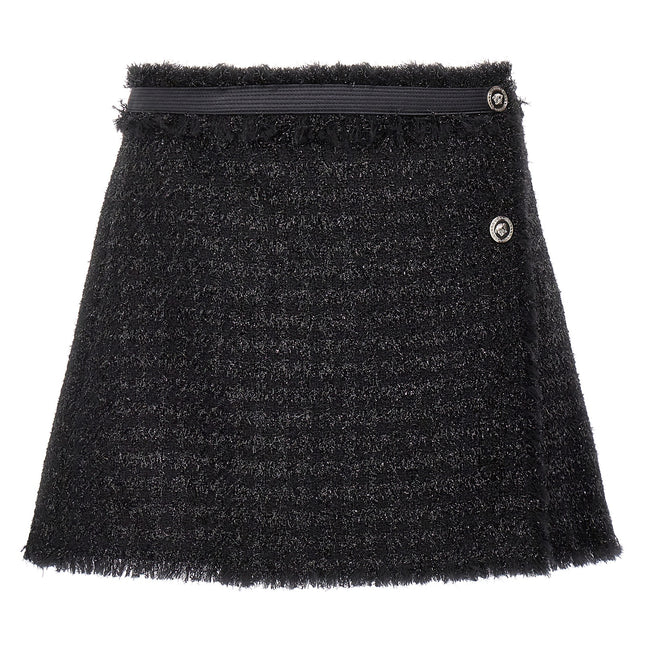 Versace Black Virgin Wool Long Skirt