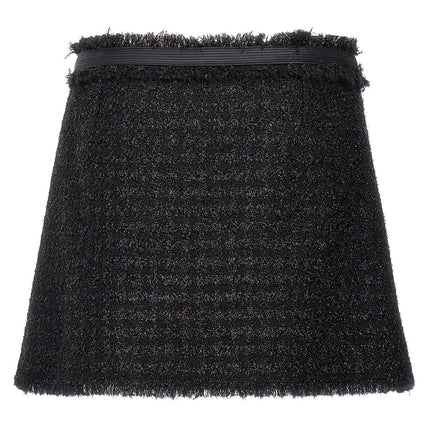 Versace Black Virgin Wool Long Skirt