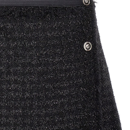 Versace Black Virgin Wool Long Skirt