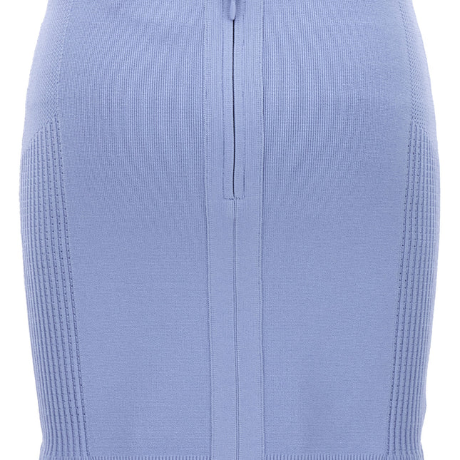 Hervé Léger Blue Viscose Long Skirt