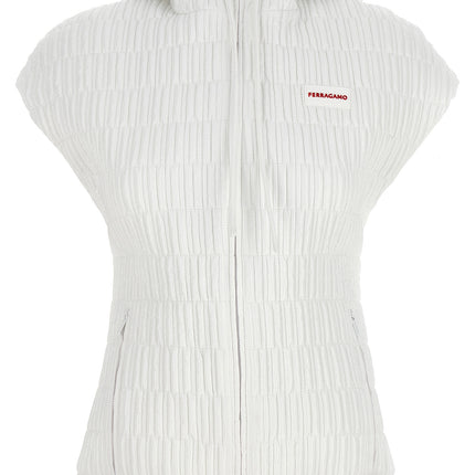 Ferragamo White Polyamide Sleeveless Jacket