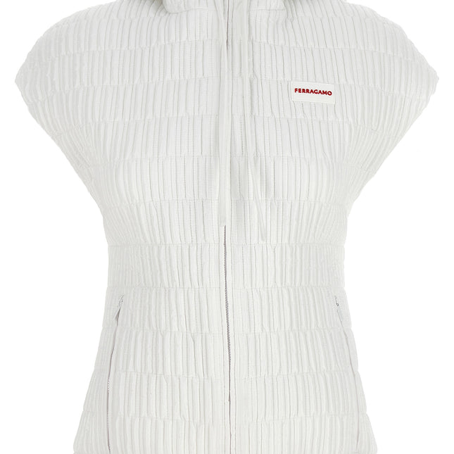 Ferragamo White Polyamide Sleeveless Jacket