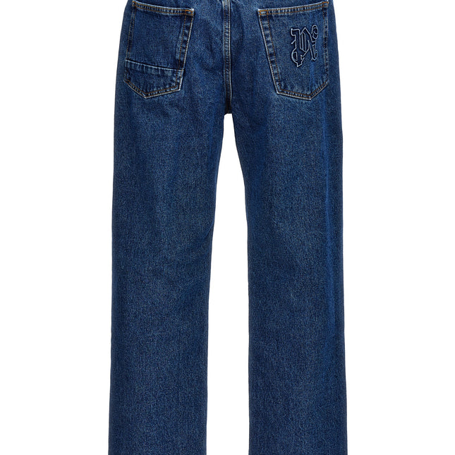 Palm Angels Blue Cotton Straight-Leg Jeans