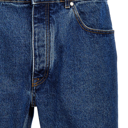 Palm Angels Blue Cotton Straight-Leg Jeans