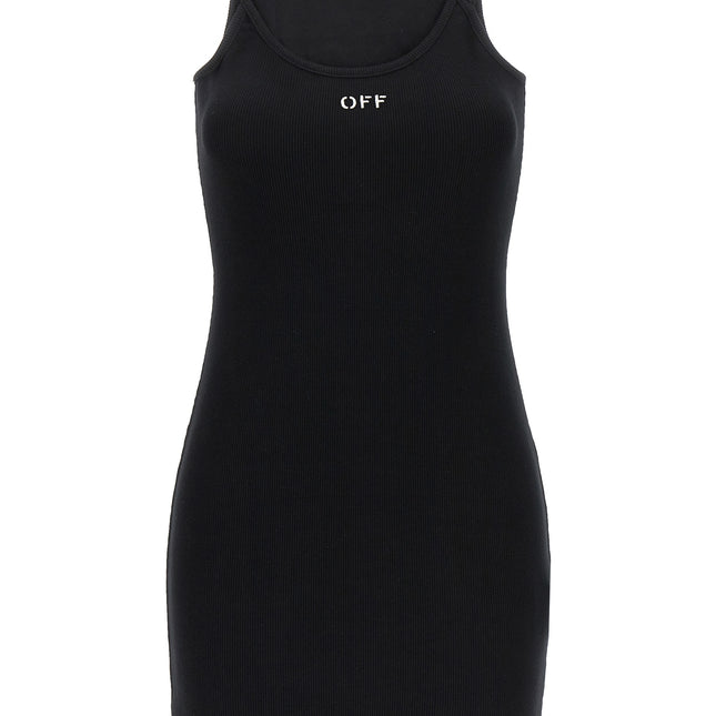 Off-White Black Cotton Short Dress